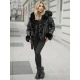 Sieviešu melna jaka ar melnu kažokādu Nikol Sieviešu jakas