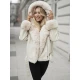 Sieviešu balta jaka ar kažokādu Nikol