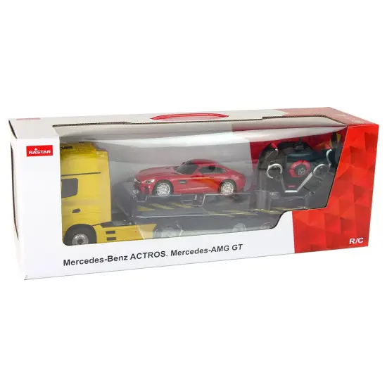 Mercedes-Benz R/C traktors 1:26 Dzeltens Sarkans Radio vadāmās rotaļlietas
