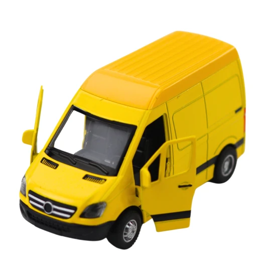 Dzeltens piegādes autobuss ar gaismas un skaņas efektu Autobusi