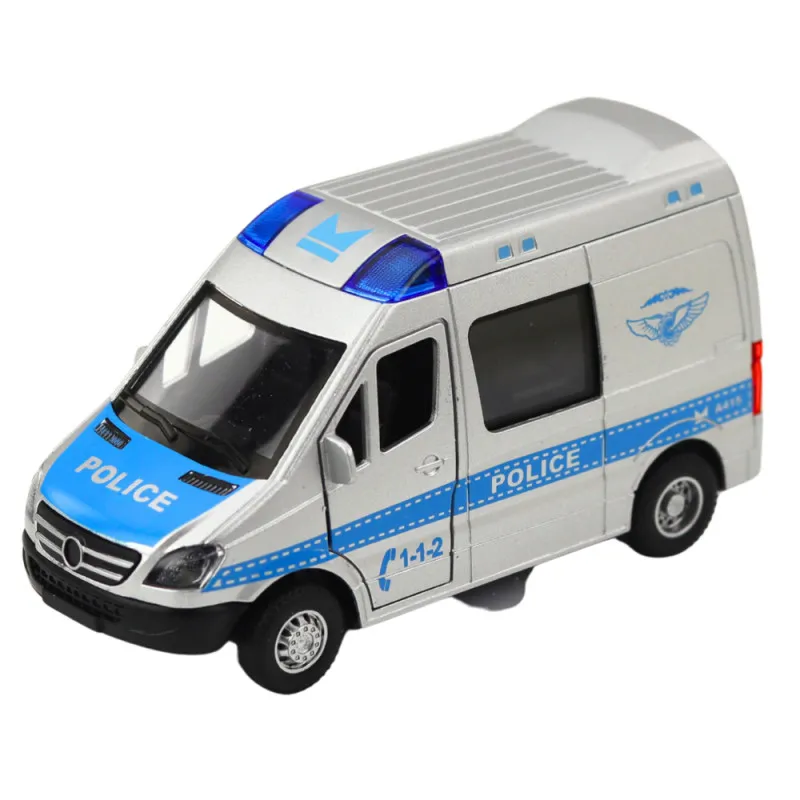 Policijas automašīna ar gaismas un draudu efektu Uzņēmuma automašīnas