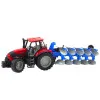 Sarkans traktors ar arklu Būvniecība un lauksaimniecība
