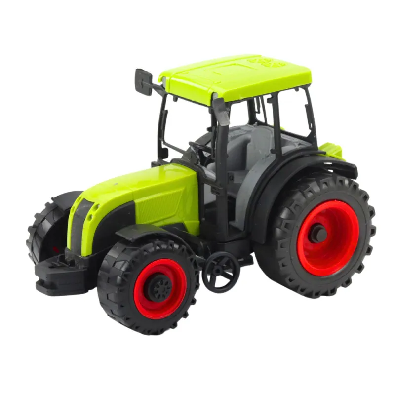 Zaļš traktors ar piekabi Būvniecība un lauksaimniecība