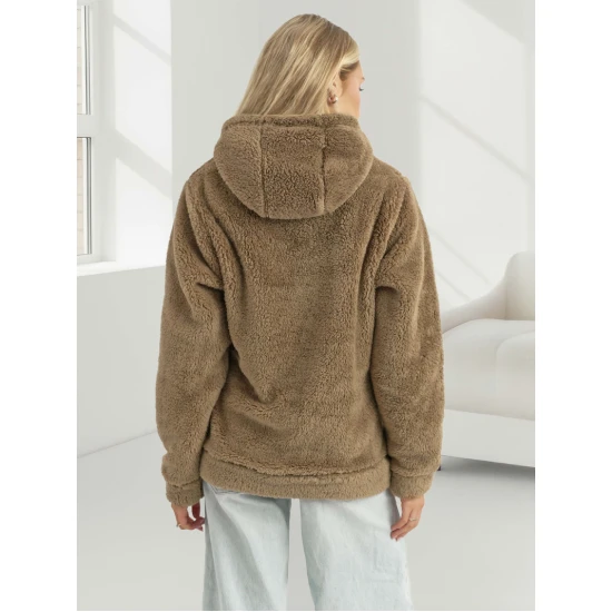 Sieviešu brūns džemperis ar kapuci Nara Džemperi ar kapuci