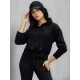 Sieviešu melnais džemperis ar kabata Sonija Džemperi ar kapuci