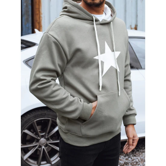 Vyriškas pelēks džemperis ar kapuci Star. Džemperi ar kapuci