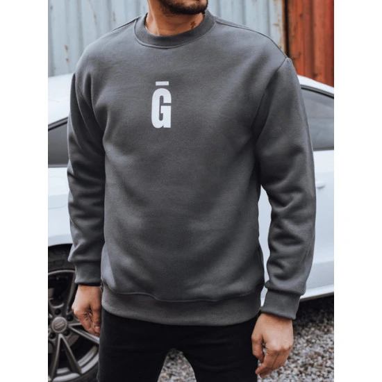 Vīriešu tumši pelēks džemperis Gala Džemperi ar uzrakstiem