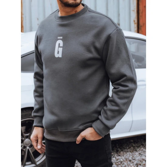 Vīriešu tumši pelēks džemperis Gala Džemperi ar uzrakstiem