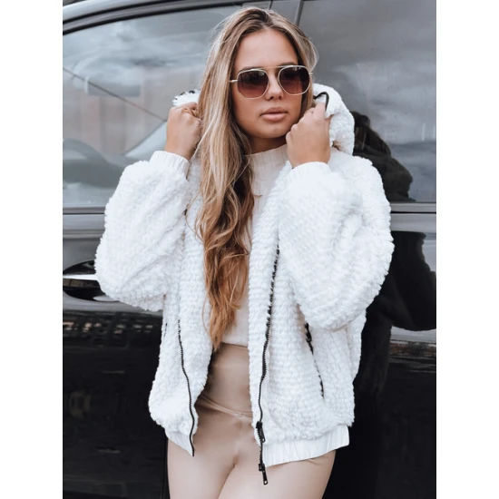 Sieviešu balta kažokādas jaka ar kapuci Jules Sieviešu jakas