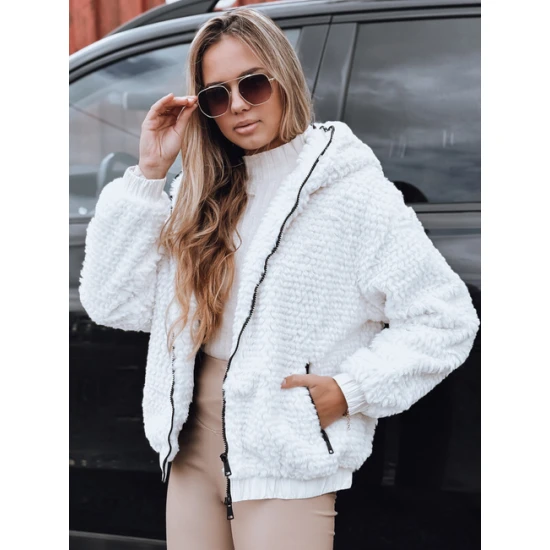 Sieviešu balta kažokādas jaka ar kapuci Jules Sieviešu jakas