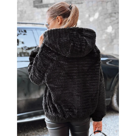 Sieviešu melna kažokādas jaka ar kapuci Jules Sieviešu jakas