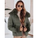 Sieviešu zaļa īsa jaka ar kažokādu Flora Sieviešu jakas