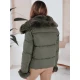 Sieviešu zaļa īsa jaka ar kažokādu Flora Sieviešu jakas