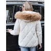 Sieviešu balts ziemas mētelis ar kapuci Mari Sieviešu jakas