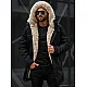 Vīriešu melna ziemas jaka ar kažokādu Eget JS/22M316/392