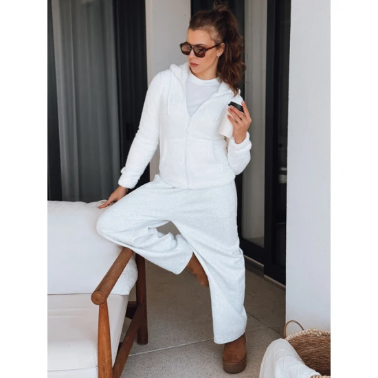 Sieviešu balts džemperis ar kapuci Alan