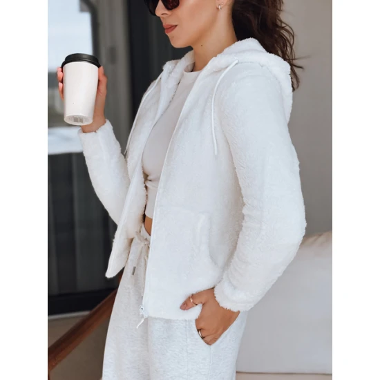 Sieviešu balts džemperis ar kapuci Alan