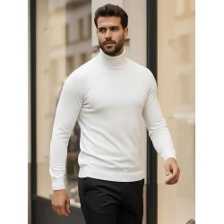 Vīriešu balts džemperis ar augstu apkakli Lenox