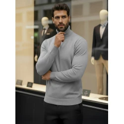 Vīriešu pelēks džemperis ar augstu apkakli Lenox