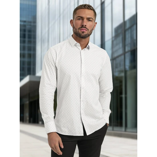 Vīriešu balts polka dot krekls Royal Krekli