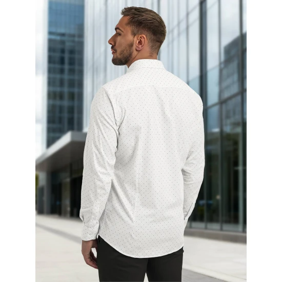 Vīriešu balts polka dot krekls Royal Krekli