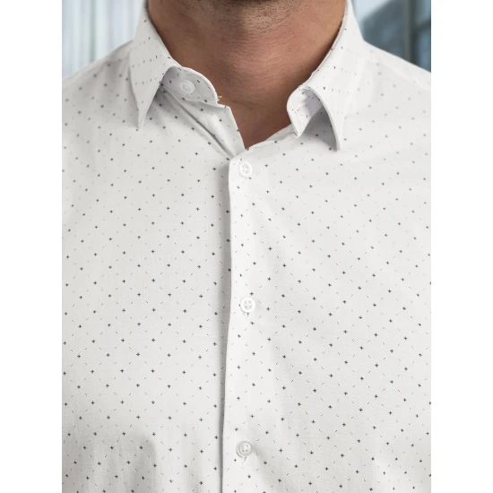 Vīriešu balts polka dot krekls Royal Krekli