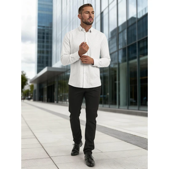 Vīriešu balts polka dot krekls Royal Krekli