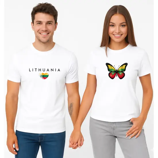 Baltu krekliņu komplekts „Lietuva-tauriņš“ (melns)