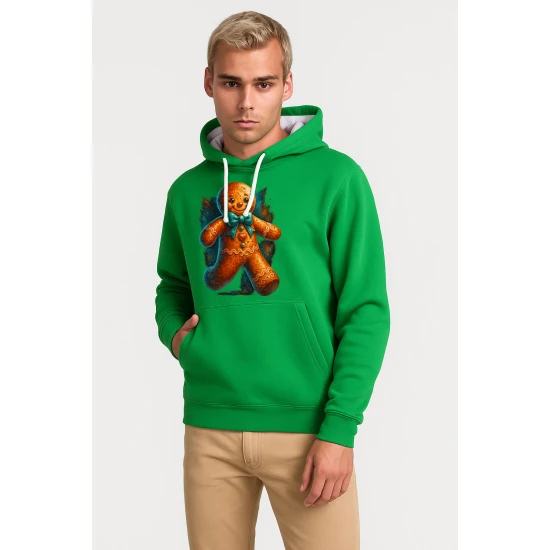 Zaļš džemperis ar kapuci Ingvers cepums