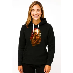 Melns džemperis ar kapuci Santa Claus ar cigāru