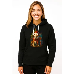 Melns džemperis ar kapuci Ziemassvētku suns