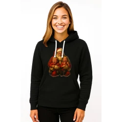 Melns džemperis ar kapuci Santa Klauss ar bērniem