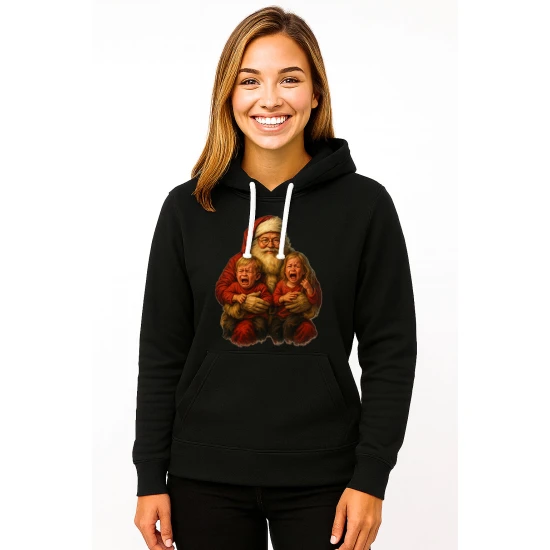 Melns džemperis ar kapuci Santa Klauss ar bērniem