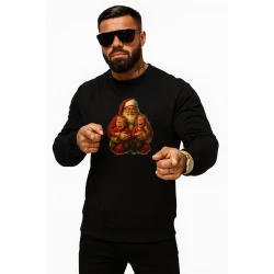 Vīriešu melns džemperis Santa Claus ar bērniem