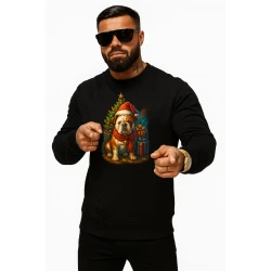 Melns džemperis ar kapuci Ziemassvētku suns