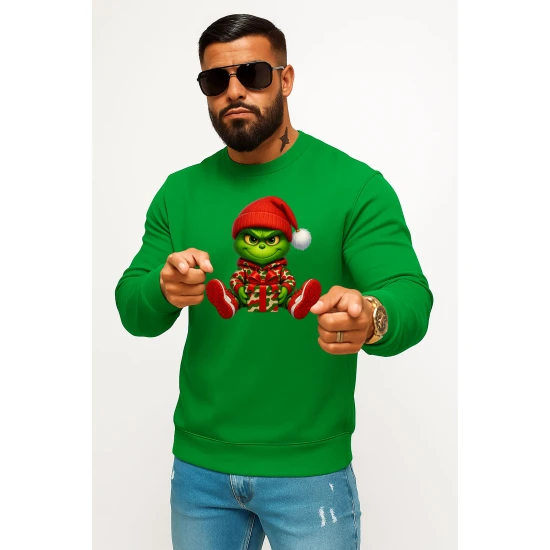 Vīriešu zaļš džemperis ar kapuci Grinch
