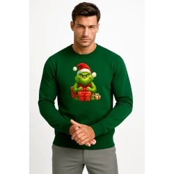 Tumši zaļš Grinča džemperis ar dāvanām