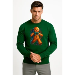 Tumši zaļš džemperis ar kapuci Ingvers cepums