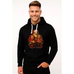 Melns džemperis ar kapuci Santa Klauss ar bērniem