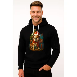 Melns džemperis ar kapuci Ziemassvētku suns