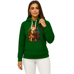 Tumši zaļš džemperis ar kapuci Ziemassvētku suns
