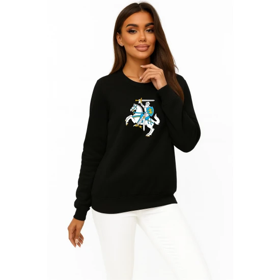 Sieviešu melns džemperis bez kapuces „Vytis“ Džemperi bez kapuciņiem