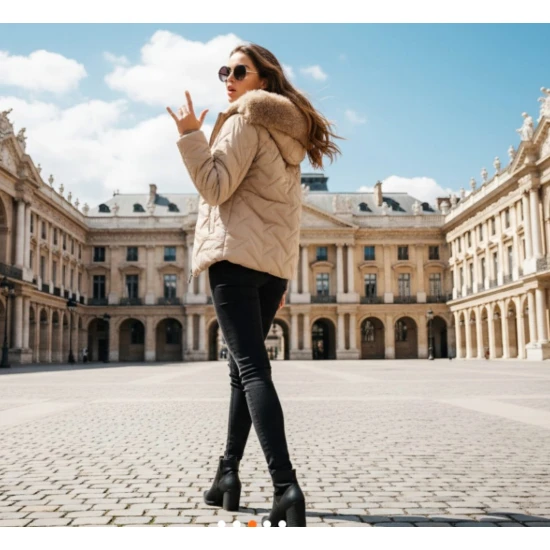 Sieviešu brūna ziemas jaka ar kapuci Levi Sieviešu jakas