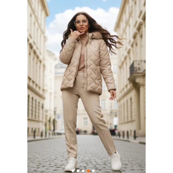 Sieviešu brūna ziemas jaka ar kapuci Levi Sieviešu jakas