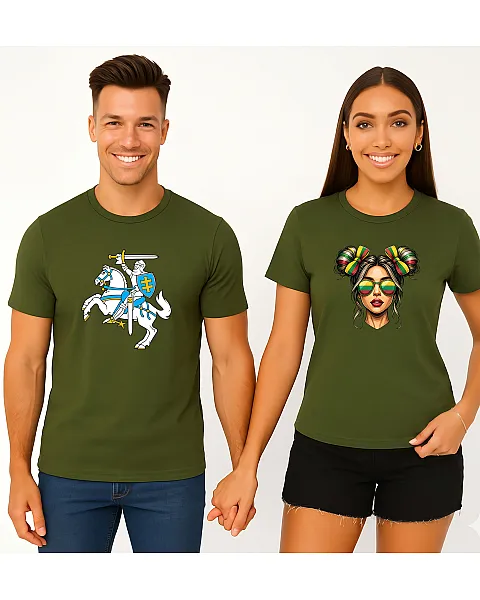 Khaki T-shirt Set: Vytis and Lietuvaitė