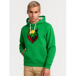 Vīriešu zaļais džemperis ar kapuci „Vilks“