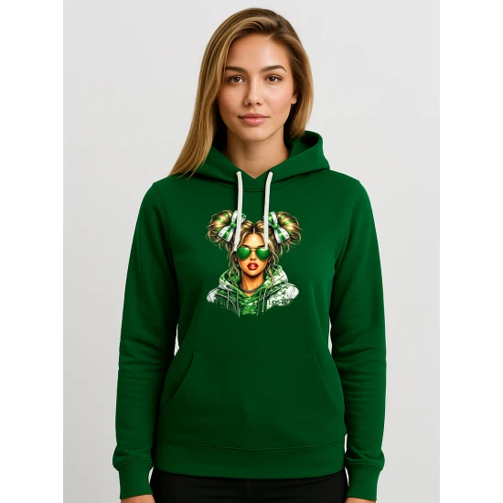 Sieviešu tumši zaļš džemperis ar kapuci Lietuviete džemperī Džemperi ar uzrakstiem