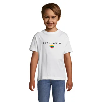 Bērnu balts T-krekls „Lithuania“ (melns)