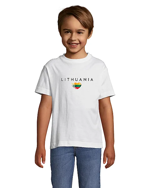Bērnu balta T-krekls „Lithuania“ (melns)