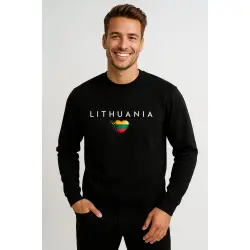 Vīriešu melns džemperis Lietuva (balts)